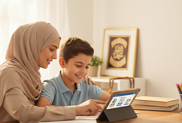 Young boy reading the Quran