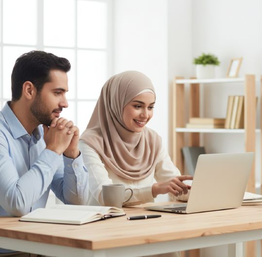 Students studying online